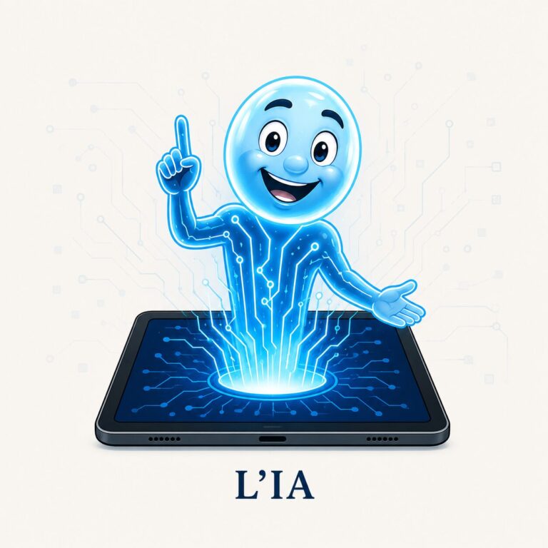 Personnage IA rappelant les limites des réponses générées