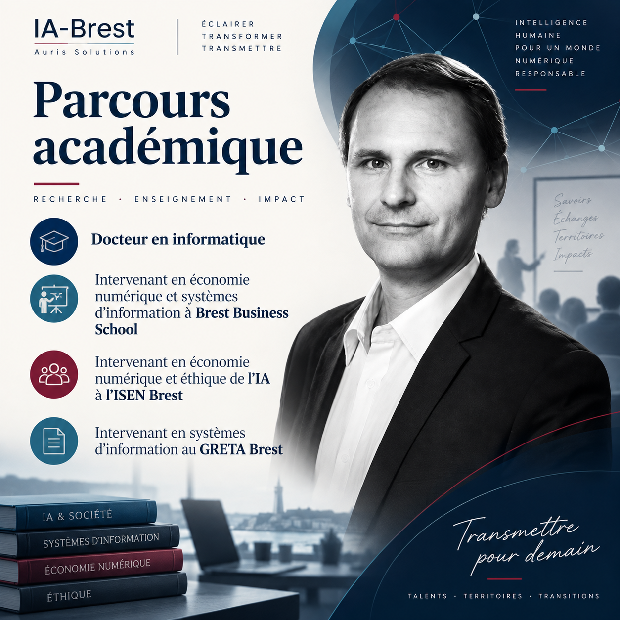 Visuel mettant en avant le parcours académique